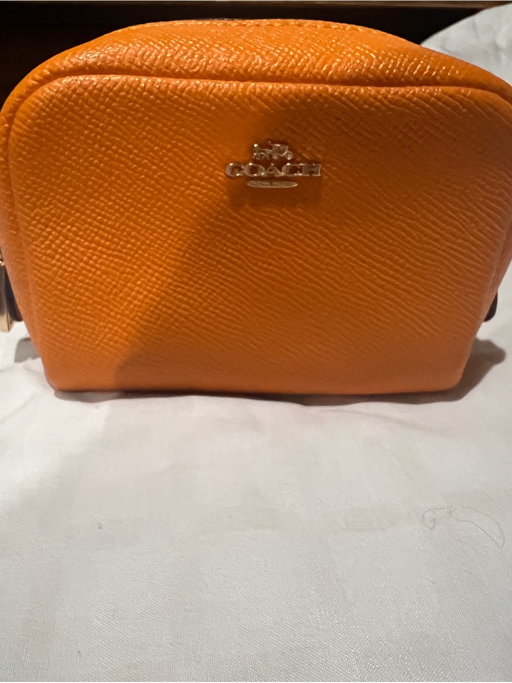 COACH Orange Cosmetic Bag.